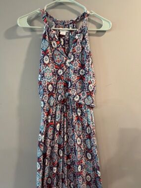 Boho Print Halter Maxi Dress - Blue Multi